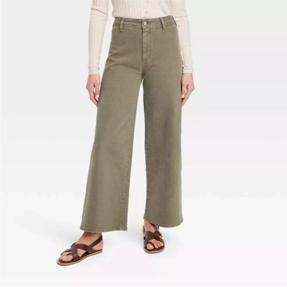 Universal Thread Women's Wide Leg Sailor Jeans - Olive Green